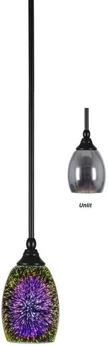 Miniatura 11 de Toltec Lighting Tallo Colgado Mini colgante, acabado de cobre negro, 3.5" cuadrado humo burbuja vidrio