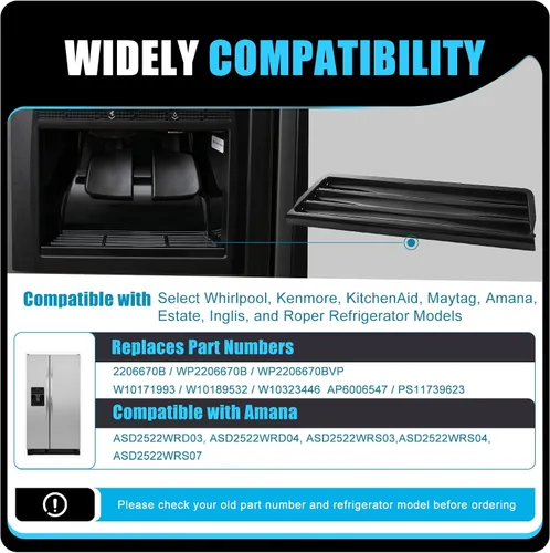 Miniatura 2 de 2206670B Rejilla de rebosadero para dispensador Compatible con refrigerador Whirlpool Kenmore WP2206670B AP6006547 W10171993 PS11739623 W10189532