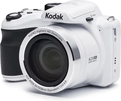 Cámara digital Pixpro AZ421-RD de 16 MP, de la marca Kodak, con zoom 42x y pantalla LCD de 3" Blanco