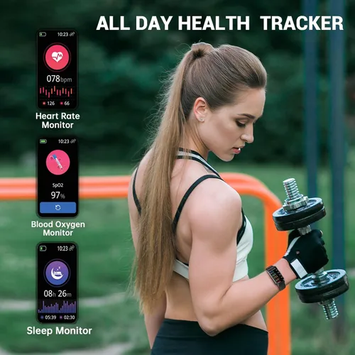 Miniatura 3 de Rastreador de fitness, reloj inteligente de 1.47 pulgadas, rastreador de actividad con pantalla táctil con diseño de banda inteligente delgada