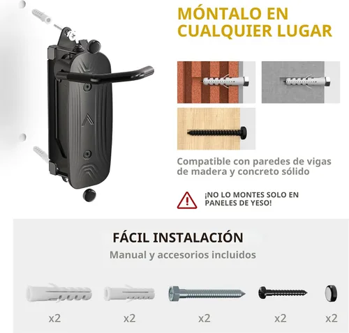 Miniatura 8 de monTEK Soporte giratorio de pared para bicicleta, perchas para bicicleta, soporte vertical para bicicletas que ahorra espacio, soporte
