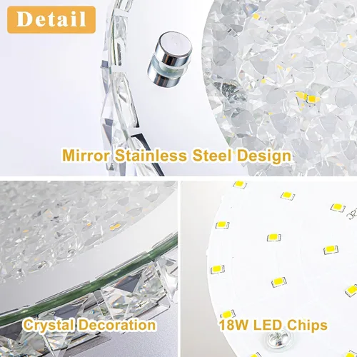 Miniatura 2 de Lámpara de techo de cristal de montaje empotrado, moderna lámpara de techo LED de 4000 K, lámpara de techo redonda de 8 pulgadas para espacios