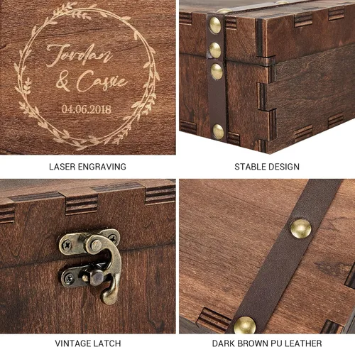 Miniatura 3 de AW BRIDAL Caja de recuerdo personalizada regalos del día de San Valentín para esposa caja de memoria de madera para baratijas fotos joyería regalos
