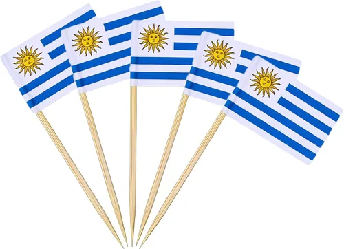 Miniatura 10 de AhfuLife 200 piezas de banderas mexicanas en palillos para decoraciones del Día de la Independencia de México, mini banderas mexicanas, palillos