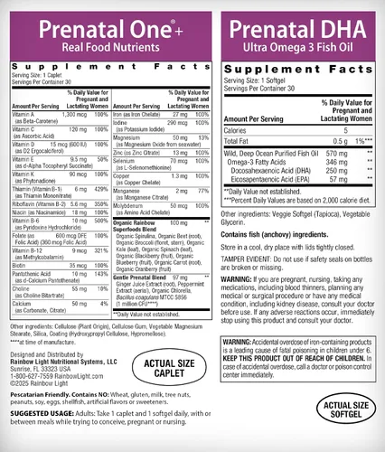 Miniatura 2 de Rainbow Light Prenatal Daily Duo: Prenatal One Multivitamin and Prenatal DHA- 30 Tablets and 30 Softgels (El embalaje puede variar)