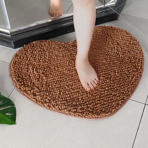 Miniatura 6 de vctops Alfombras de baño de felpilla en forma de corazón, extra suaves y absorbentes, antideslizantes, lavables, alfombra de felpa para bañera