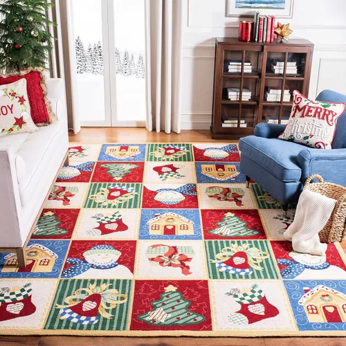 Miniatura 6 de SAFAVIEH Handmade Wool Accent Rug 2'x3' - Chelsea Collection - Seasonal Design, White & Multi, Ideal for Entryway, Bathroom, Bedside, Front Door