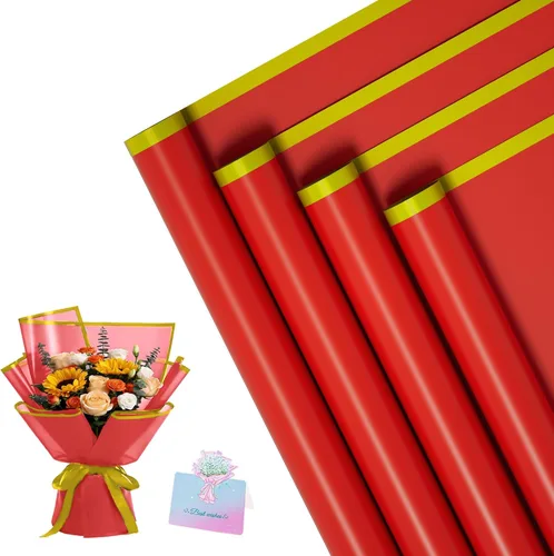 Miniatura 20 de REAXYZNN 20 hojas de papel de regalo de flores, papel de regalo floral impermeable con tarjetas para manualidades de bricolaje, suministros de Blanco