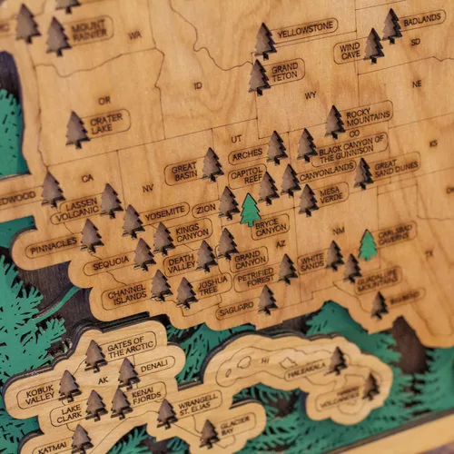 Miniatura 4 de Mapa de Viaje de Parque Nacional de Madera (Tu Nombre Personalizado)