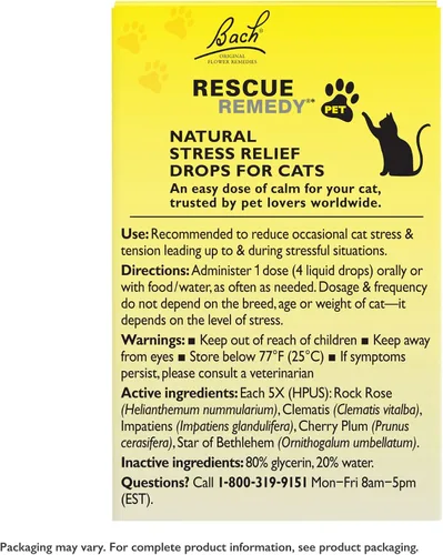 Miniatura 6 de Rescue Remedy Pet Dropper para gatos – 0.3 onzas líquidas – Soporte de estrés y tensión para gatos con esencias florales naturales de Bach – Fórmula