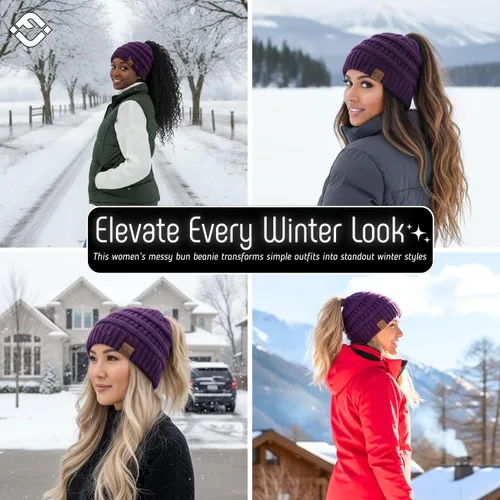 Miniatura 186 de Funky Junque - Gorro para mujer con ranura para cola de caballo