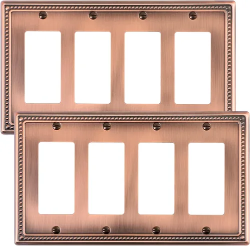 Miniatura 101 de Paquete de 4 placas de cubierta para interruptor de luz de palanca individual, cubiertas decorativas de perlas, placa de pared de metal almendra