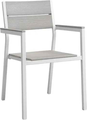 Miniatura 5 de Modway Silla de aluminio para patio al aire libre de Maine en gris marrón