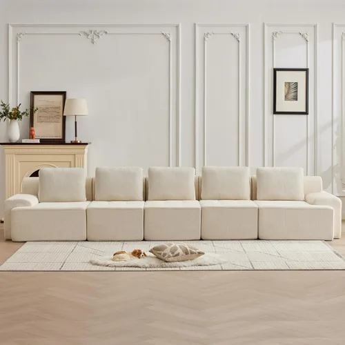Miniatura 29 de Modular Sectional Sofa with Movable Ottoman, 1 Seat Deep Seat Couch with 1 Pillow, Comfy Cloud Sectional Sofa for Living Room, Bedroom and Apartment