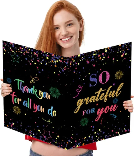 Miniatura 25 de Idealmuzik Tarjeta Jumbo de Feliz 10º Aniversario – Tarjeta de Felicitación de Congratulaciones Grande Plegada de 14x22 Pulgadas con Sobre, Tarjeta