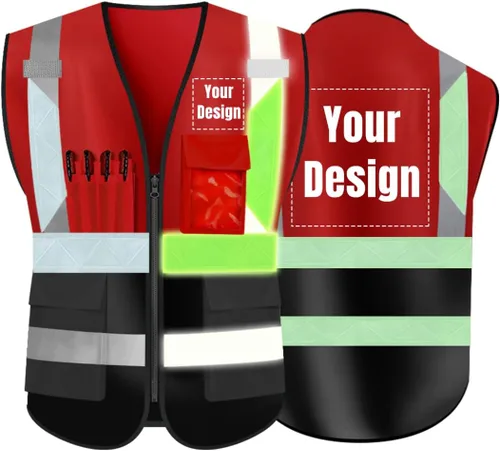 Miniatura 11 de Chaleco de seguridad de alta visibilidad Personaliza tu logotipo chaleco de seguridad protector, Amarillo
