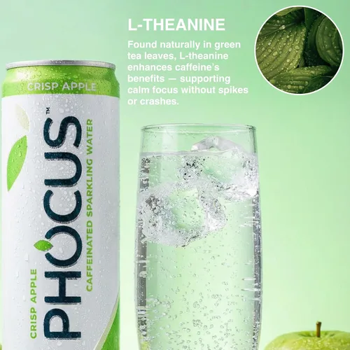 Miniatura 7 de Phocus Energy Boost, manzana crujiente Sin azúcar 75 mg de cafeína + L-teanina 0 calorías Sabores naturales y edulcorantes 11.5 onzas
