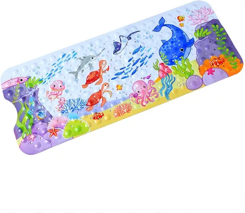 Miniatura 8 de Tapete de baño antideslizante para baño interior para niños, niñas y niños, tapete de ducha de animales marinos de dibujos animados, tapete de baño