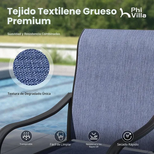 Miniatura 3 de PHI VILLA Juego de comedor de patio de 5 piezas con 4 sillas de comedor giratorias para exteriores y 1 mesa de comedor redonda grande, silla de tela