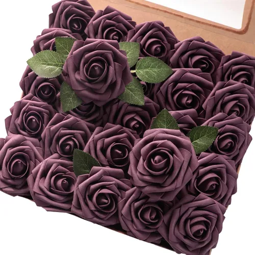 Miniatura 29 de Floroom Flores artificiales de espuma, aspecto real, con tallos, para manualidades, ramos de boda, centros de mesa, despedida de soltera, fiesta, 25
