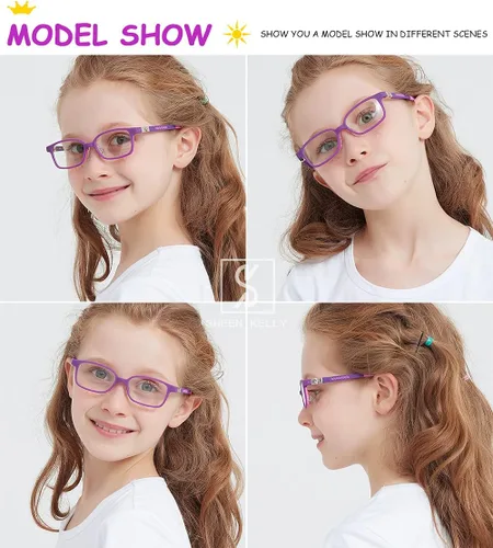 Miniatura 2 de 180° Hinges TR90 - Lentes de computadora para niños: Lentes de bloqueo de luz azul para niñas. Lentes de protección contra la radiación Púrpura