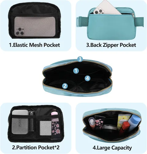 Miniatura 97 de Riñonera cruzada para mujeres y hombres, bolsa para cinturón para senderismo con correa ajustable, riñonera para correr, entrenamiento, deportes