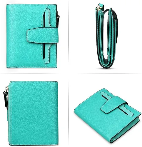 Miniatura 7 de FT FUNTOR RFID - Billetera de cuero para mujeres, tarjetero de mujer, pequeña billetera compacta de bolsillo con ventana para identificación