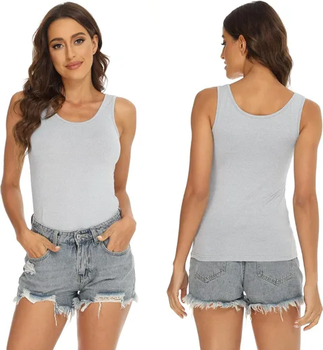 Miniatura 3 de BQTQ 5 camisetas básicas sin mangas para mujer, camisetas sin mangas para debajo de las camisas