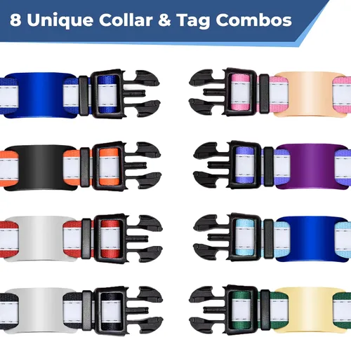 Miniatura 2 de GoTags Collar reflectante para perro con placa de identificación personalizada, collar de perro ajustable con placa de identificación de mascota