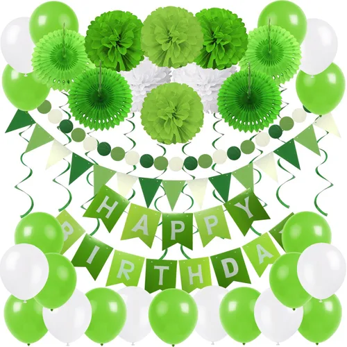 Miniatura 8 de ZERODECO Decoraciones de cumpleaños, decoraciones de fiesta azul marino y dorado con pancarta, pompones, globos para niños, niñas, hombres y mujeres