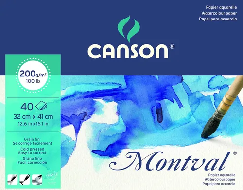 Miniatura 3 de Canson Montval - Bloc de papel de práctica de acuarela de 7.05 oz/m², incluye 40 hojas, tamaño: 9.4 x 12.6 in, blanco natural y prensado en frío (no)