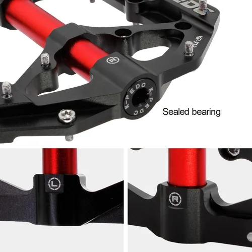 Miniatura 7 de Pedales de bicicleta de aleación de aluminio de 9/16" MTB Plataforma ancha plana antideslizante con 3 rodamientos para bicicletas de montaña
