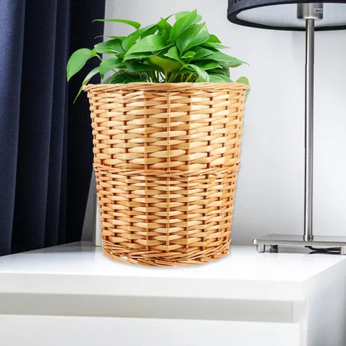 Miniatura 2 de PRETYZOOM Cesta de almacenamiento tejida moderna para arreglos florales, papelera decorativa para dormitorio, sala de estar