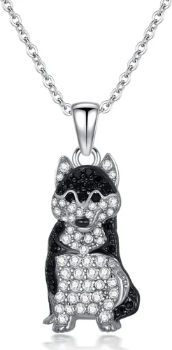 Miniatura 104 de Collares con colgante de perro de plata de ley S925 – 24 razas corgi/husky/labrador/pastor para mujer