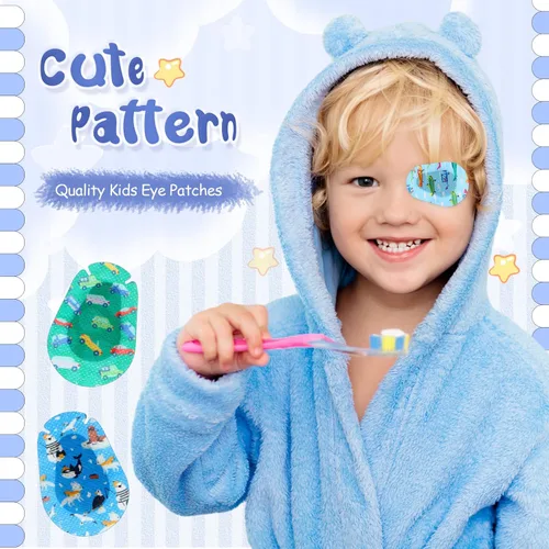 Miniatura 4 de Copkim 40 piezas de parches adhesivos para ojos para niños, 20 estilos, transpirables, para niños, paquete grande, bloqueando la luz, vendajes