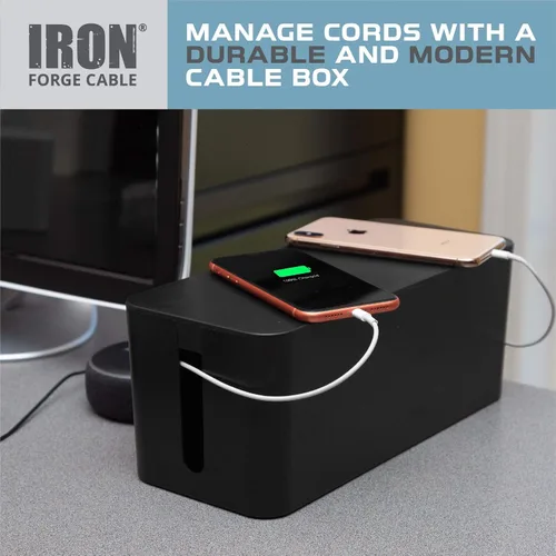 Miniatura 7 de Iron Forge Cable Caja grande de organización de cables, 16 x 6 x 5 pulgadas, organizador de cables negro y organizador para cables, regletas