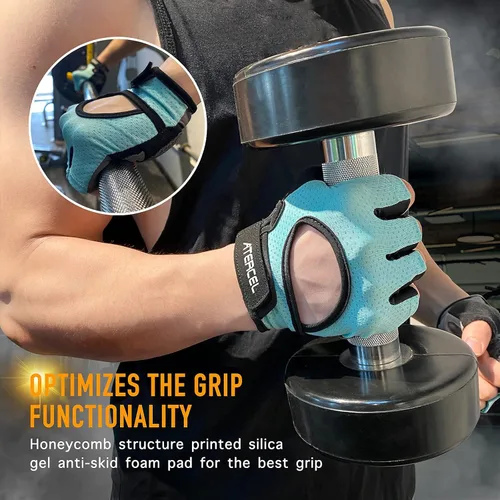 Miniatura 6 de ATERCEL Guantes de levantamiento de pesas, protección completa de la palma de la mano, guantes de entrenamiento para gimnasio, ciclismo, ejercicio