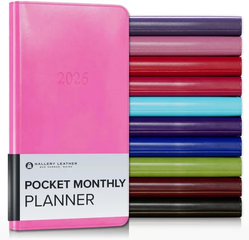 Miniatura 42 de Gallery Leather Agenda Mensual Grande 2025-2026, Elegantemente Encuadernada Planificador de Calendario y Cuaderno con Elegantes Bordes Dorados, 18