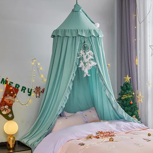 Miniatura 12 de VETHIN Dosel de cama para niñas, Princesa Cúpula Redonda de Ensueño Mosquitera Ropa de Cama Habitación de Niñas Castillo Tienda de Juego Colgante