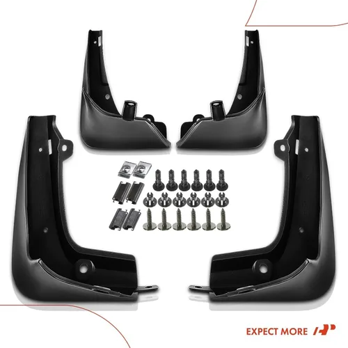 Miniatura 7 de A-Premium Juego de 4 unidades de guardabarros con accesorios de hardware compatibles con Tesla Model S 2012-2016, sedán, color negro mate, delantero