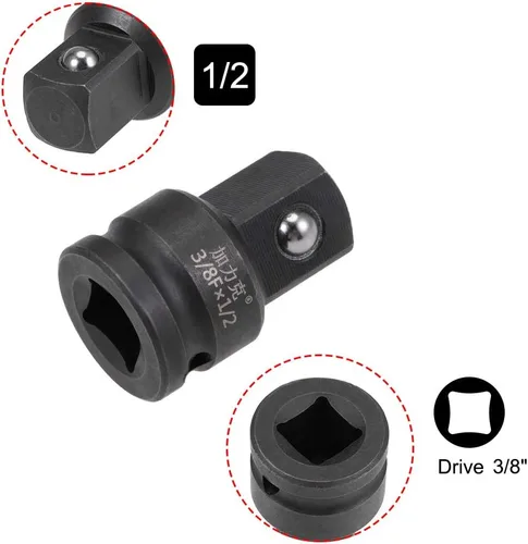 Miniatura 3 de uxcell Adaptador de enchufe de impacto de 3/8" (hembra) x 1/2" (macho) para uso con llaves de impacto, barras rompedoras, trinquetes, acero CR-MO