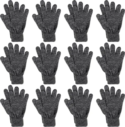 12 pares de guantes de invierno de punto cálidos a granel para adultos, guantes mágicos elásticos para hombres, mujeres y adolescentes