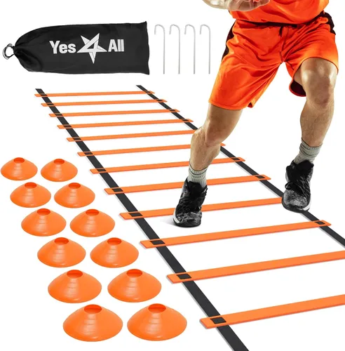 Miniatura 7 de Yes4All Agility Ladder – Adjustable Speed & Agility Training Equipment for All Ages – Durable, Portable, Multiple Combo Sets Available B. Combo Lima