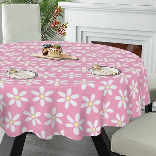 Miniatura 5 de Mantel redondo con diseño de flores, lavable, resistente a las arrugas, para el hogar, cocina, comedor, picnic, campamento, fiesta, vacaciones, 60