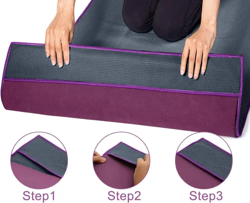 Miniatura 4 de Heathyoga Toalla de yoga caliente antideslizante, toalla de microfibra antideslizante, diseño exclusivo de bolsillos en las esquinas, doble agarre