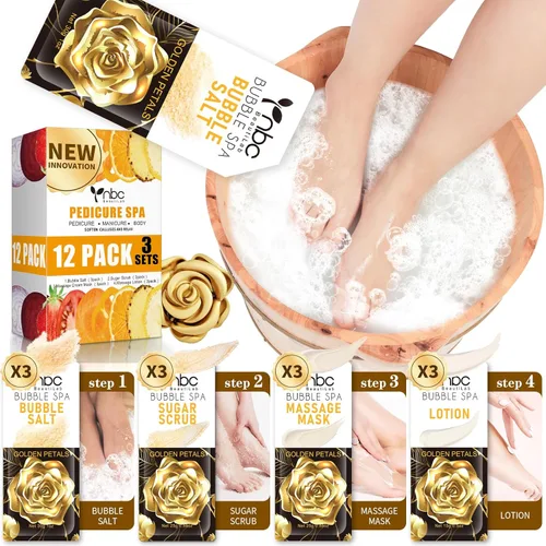 Miniatura 48 de Juego de spa de pedicura para pies, kit de pedicura para el hogar con sal de baño, loción hidratante de crema exfoliante para pies, cuidado de pies