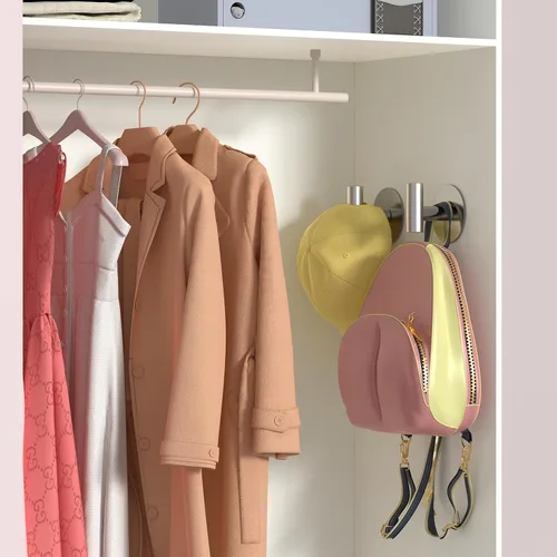 Miniatura 6 de Ganchos autoadhesivos resistentes para toallas, toallas de acero inoxidable para bolsos, toallas, batas, sombreros, delantales, sin taladro