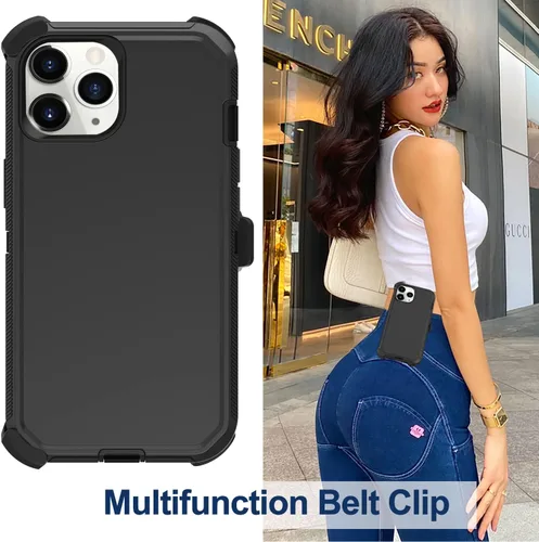 Miniatura 6 de Funda para iPhone 11 Pro Max con funda de clip para cinturón, 2 protectores de pantalla, protección contra caídas de grado militar, cuerpo completo
