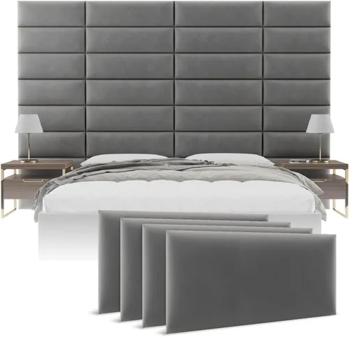 Miniatura 27 de Cabeceras tapizadas Vänt - Paneles de pared para montar en la pared tamaño Queen/Full - Champán neutro metálico - Juego de 4 paneles
