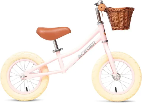 Miniatura 2 de ACEGER Bicicleta de equilibrio de 12" para niños con canasta, bicicleta para niños pequeños para fortalecer las piernas y mejorar el equilibrio